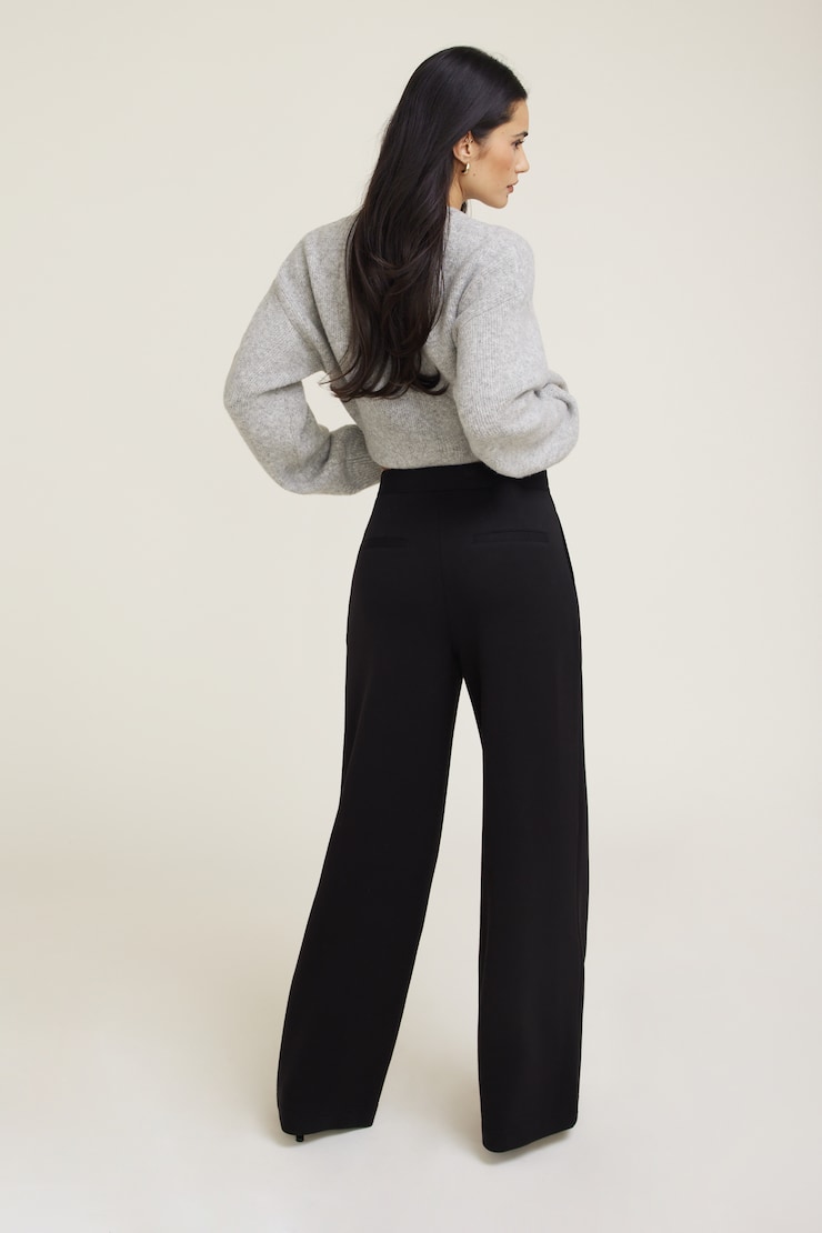Anywear Pleated Wide Leg Pants Jet Black large