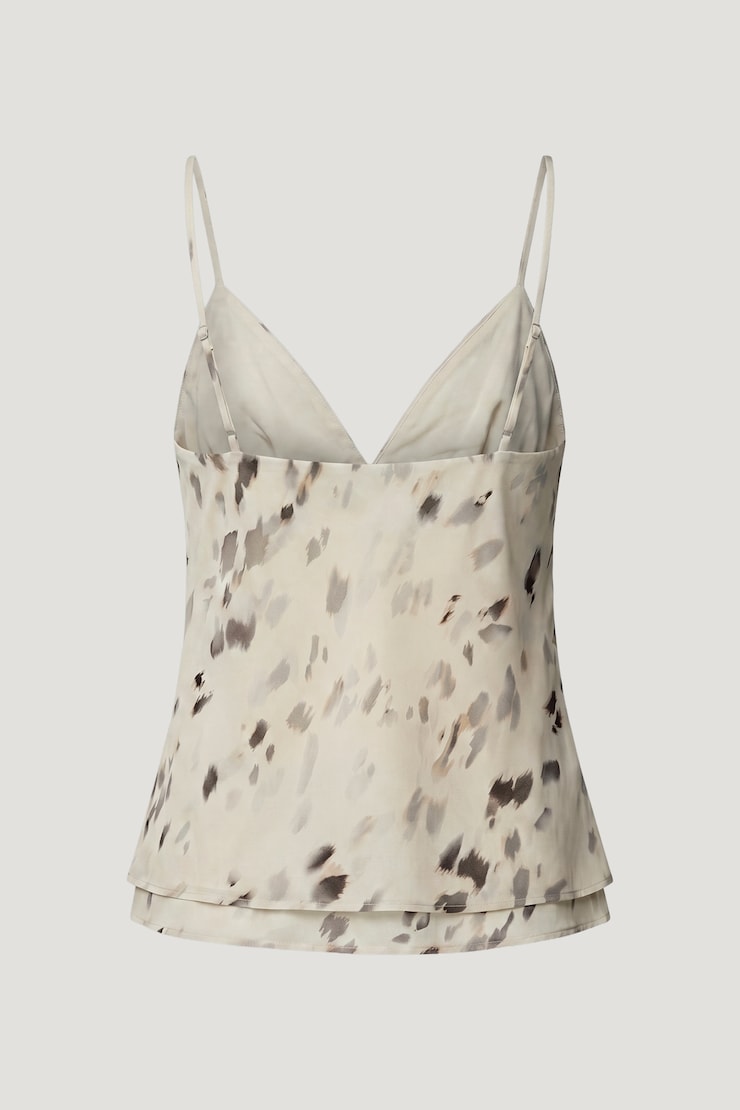 Plunge Babydoll Tank Top Beige Floral large