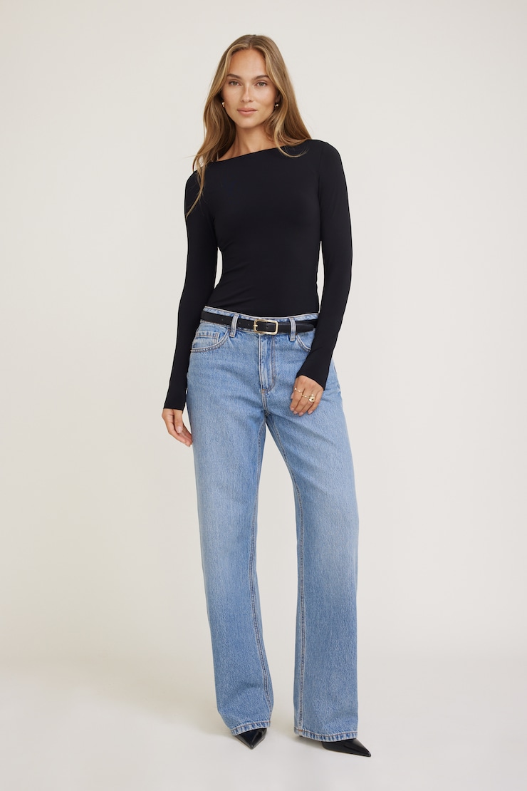 Nola Sculpt Long Sleeve Top Jet Black large