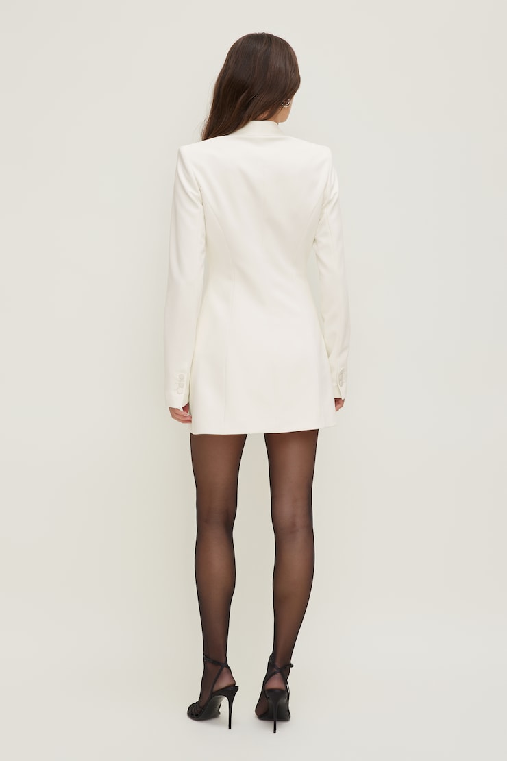 Sloane Tuxedo Blazer Romper Mini Dress Snow White large