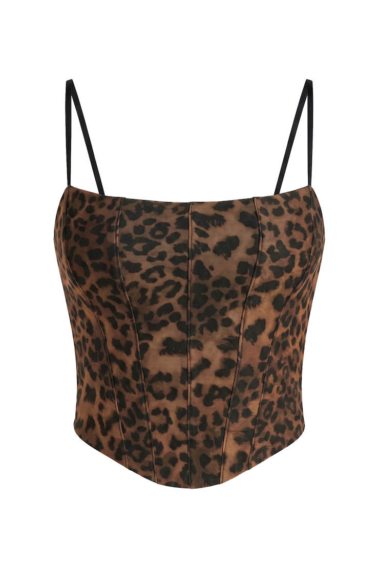 Mesh Bustier Top, Untamed Leopard, large