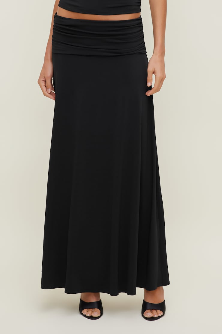 Sculpt Foldover Maxi Skirt Jet Black large