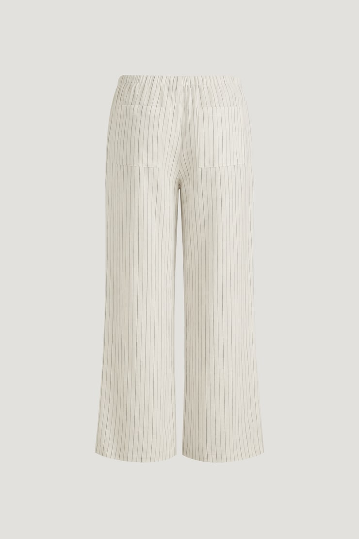 Leo Linen Wide Leg Pants White / Grey Stripes large