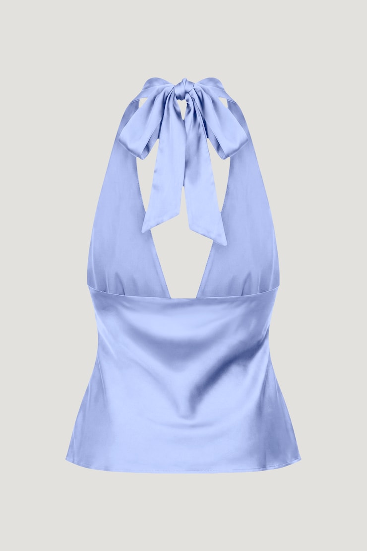 Vea Satin Halter Top Periwinkle Bloom Purple large