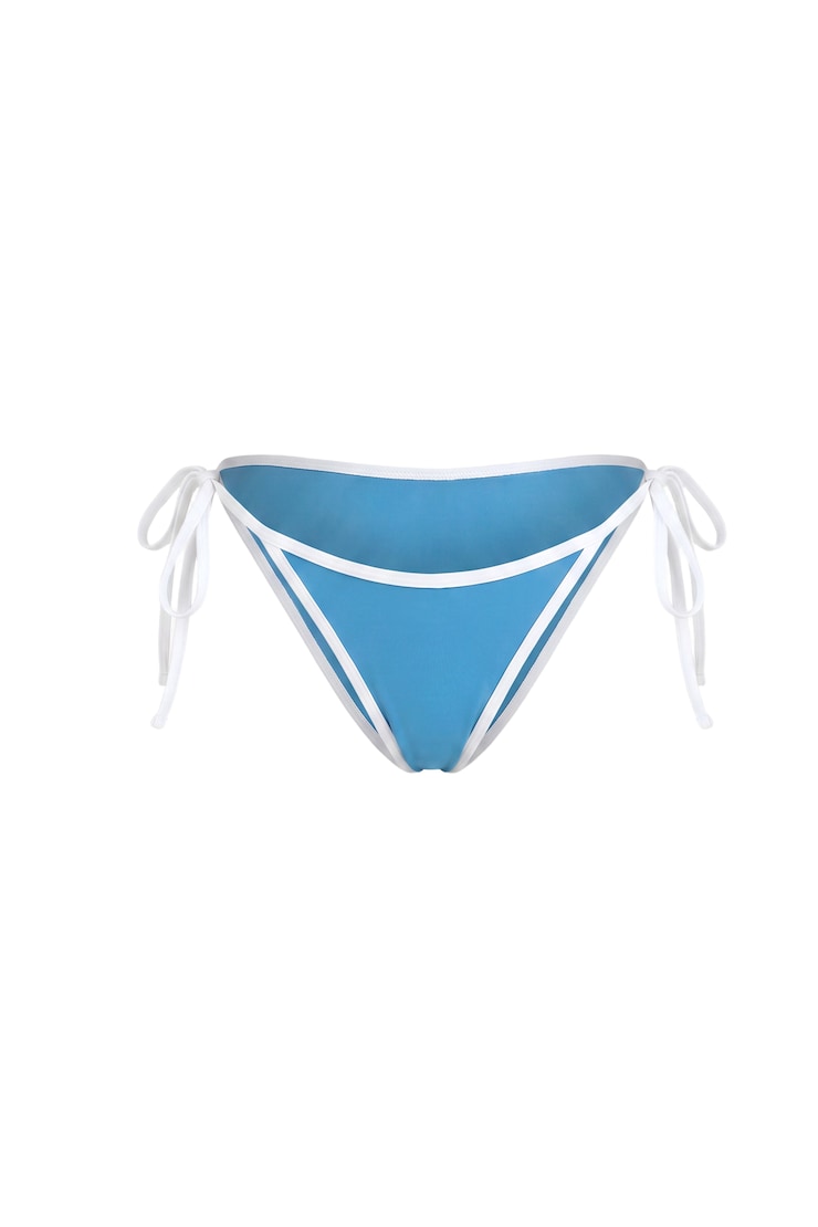 Cheeky Side Tie Bikini Bottom, Blue Rebound/Bright White, large