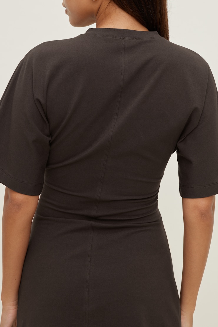 Andrea Cotton Mini Dress Java Brown large