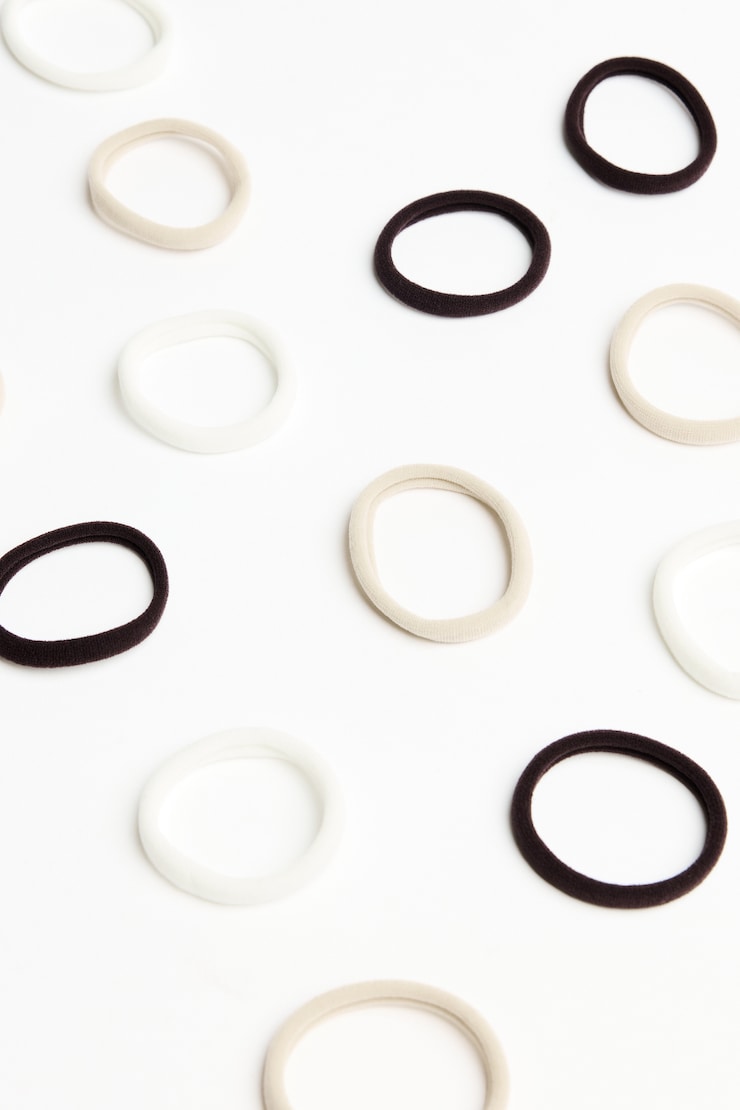 Pack of 18 Seamless Hair Elastics, Snow White/Satellite Beige/Armadillo Brown, large