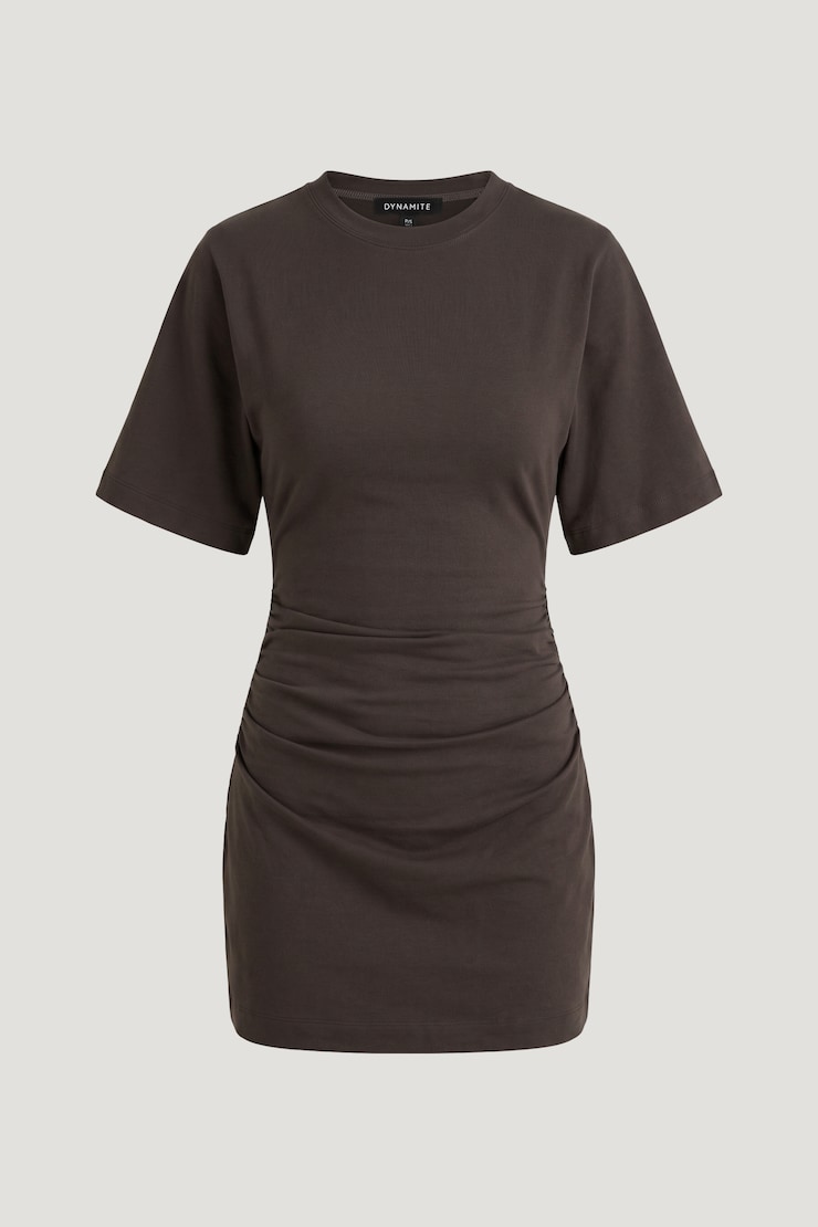 Andrea Cotton Mini Dress Java Brown large