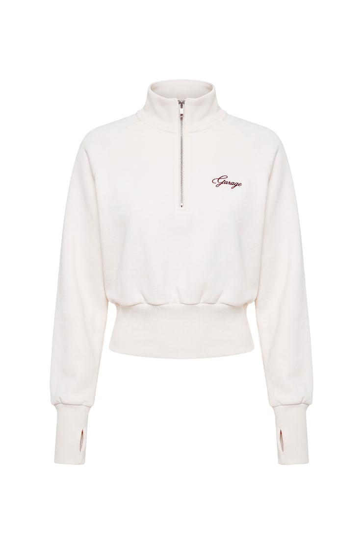 UltraFleece Funnel Half Zip Sweatshirt, Sweet Cream Off-White, large