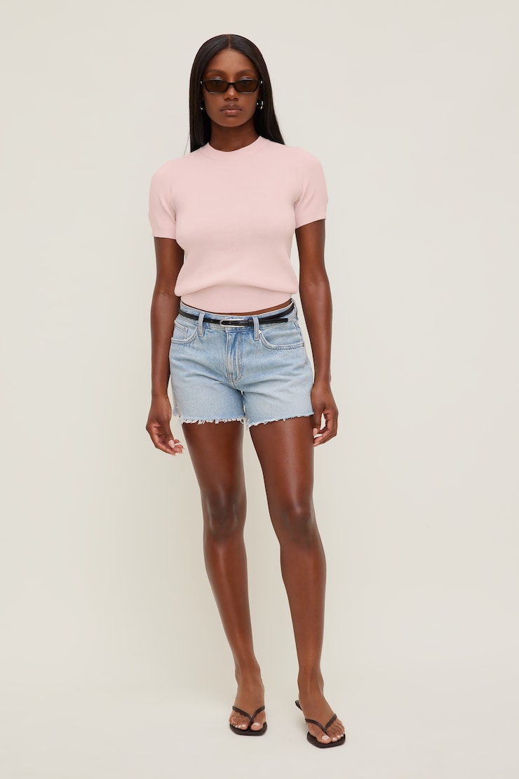 Clara Short Sleeve Sweater Pale Lilac Pink large