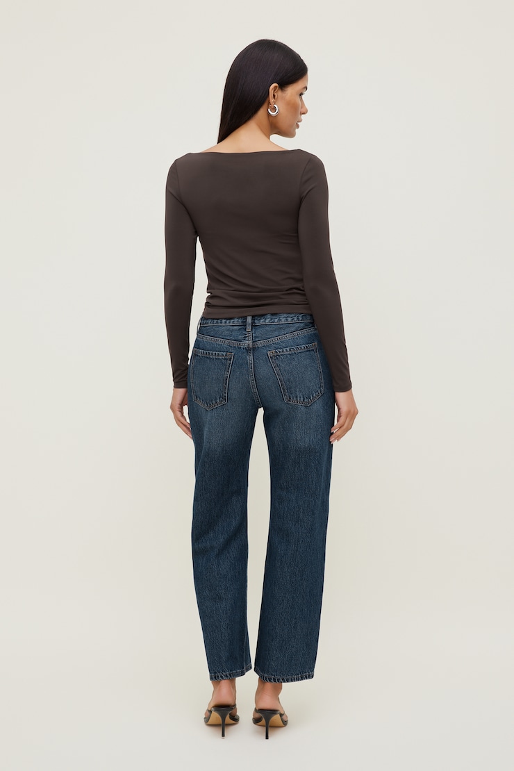 Nola Sculpt Long Sleeve Top Java Brown large