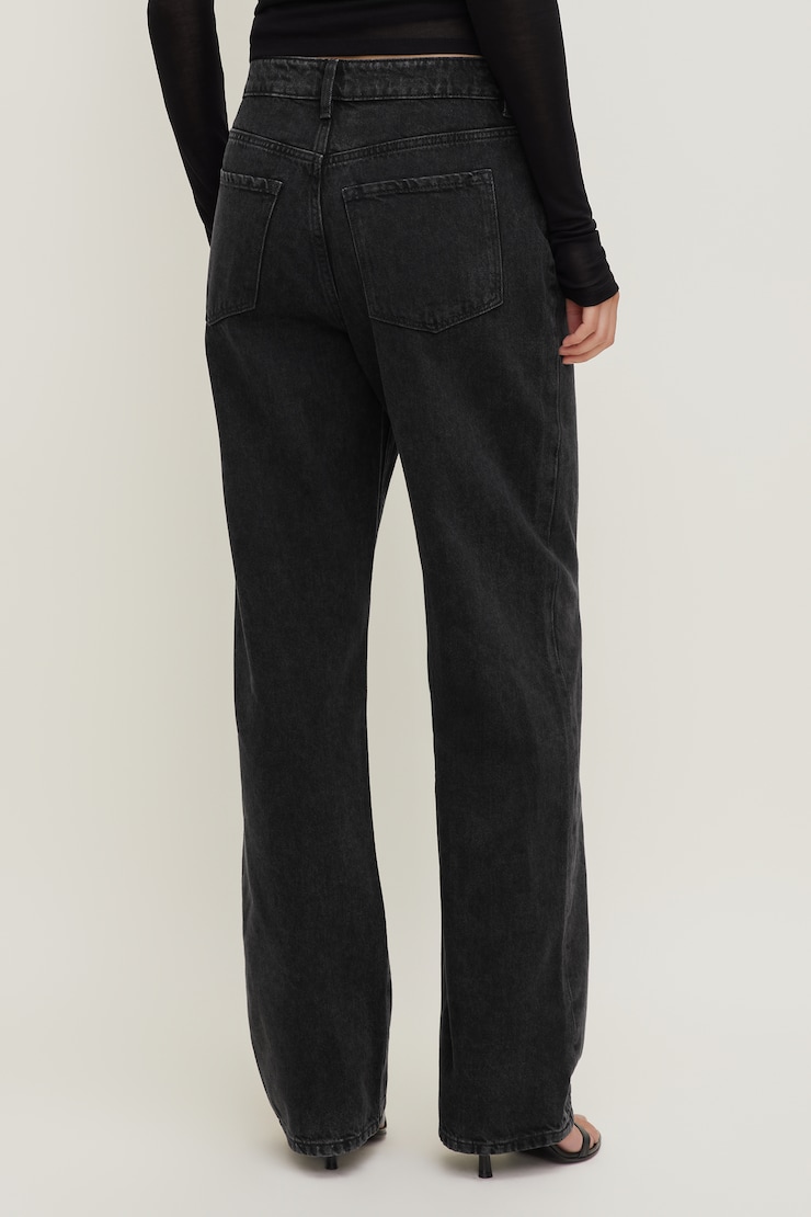 Mika Mid Rise Relaxed Straight Leg Jeans Nightfall Black large