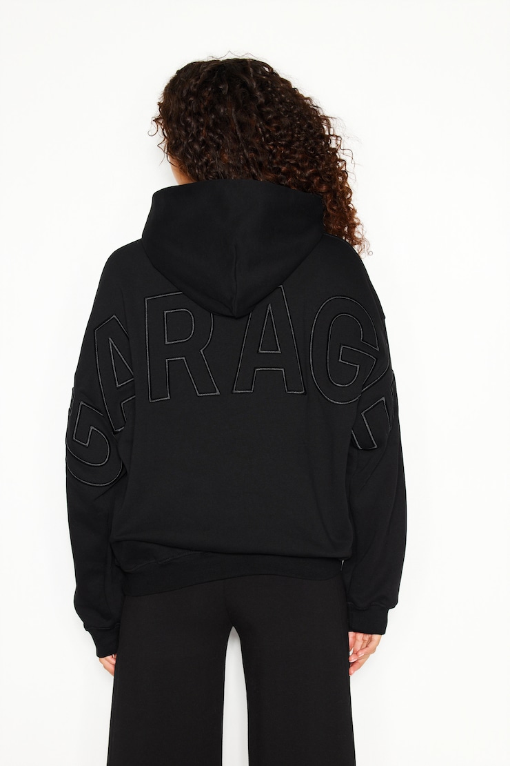 UltraFleece Hoodie, Jet Black with Back Art, large