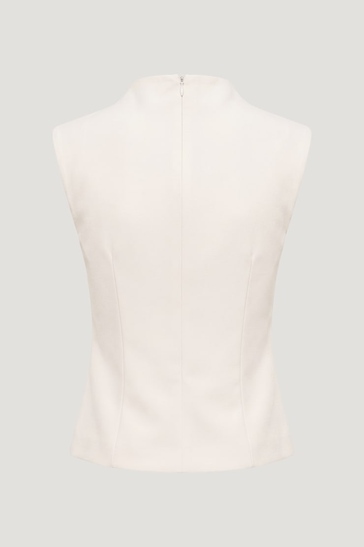 Mock Neck Top Sea Salt Cream large