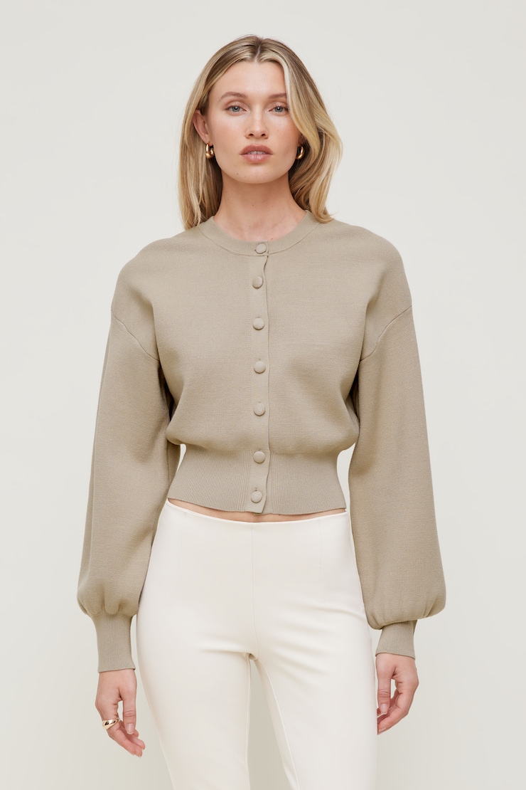 Balloon Sleeve Cardigan Beige | Dynamite