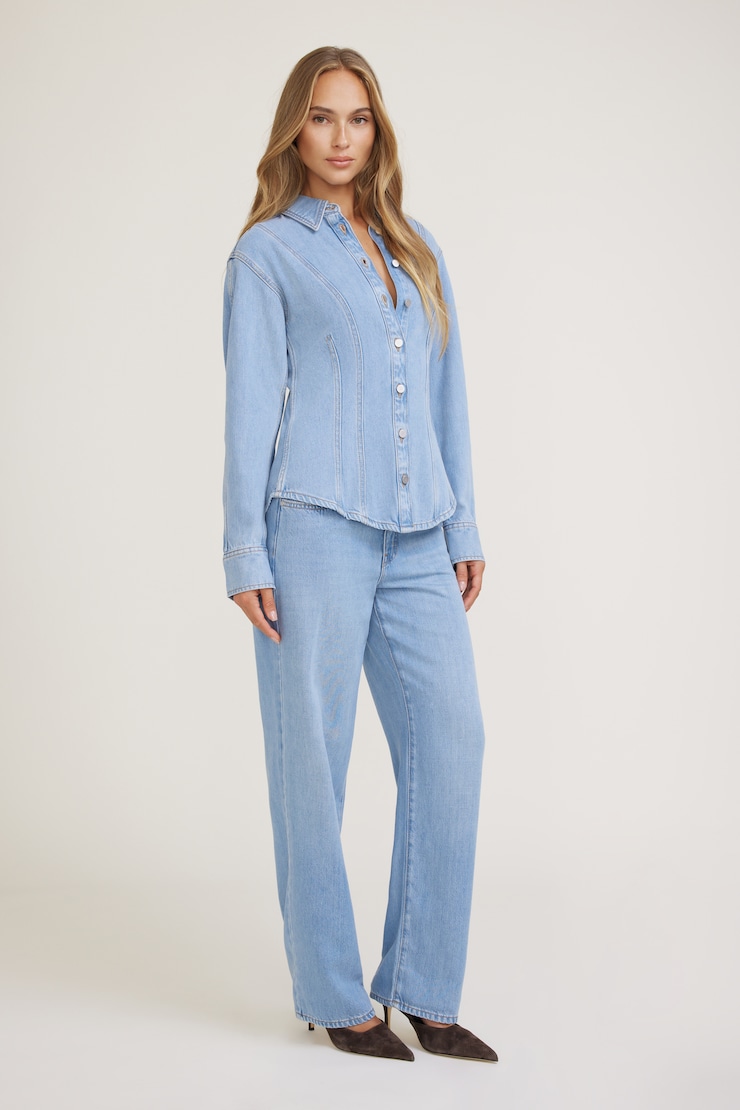 Cinched Tencel™ Denim Shirt Medium Indigo / Palma Blue large