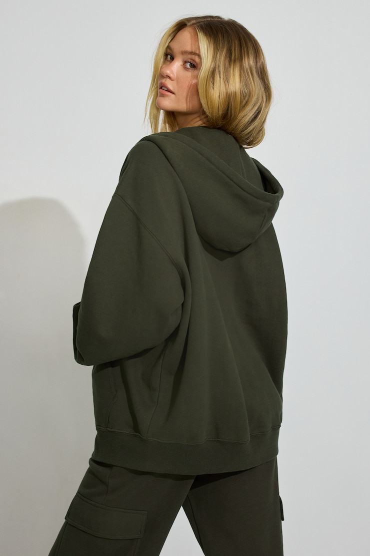 SoftTerry Oversized Zip-Up Hoodie, Martini Green, large