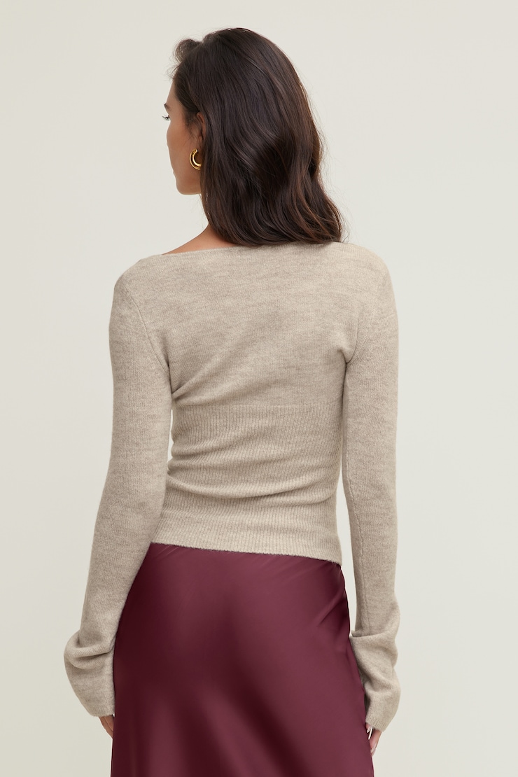 Plunge Crossover Sweater Atmosphere Melange Beige large