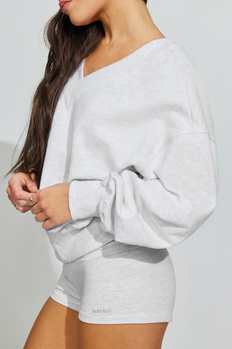 SoftTerry™ Oversized V-Neck Sweatshirt, Spring Grey Mix, large