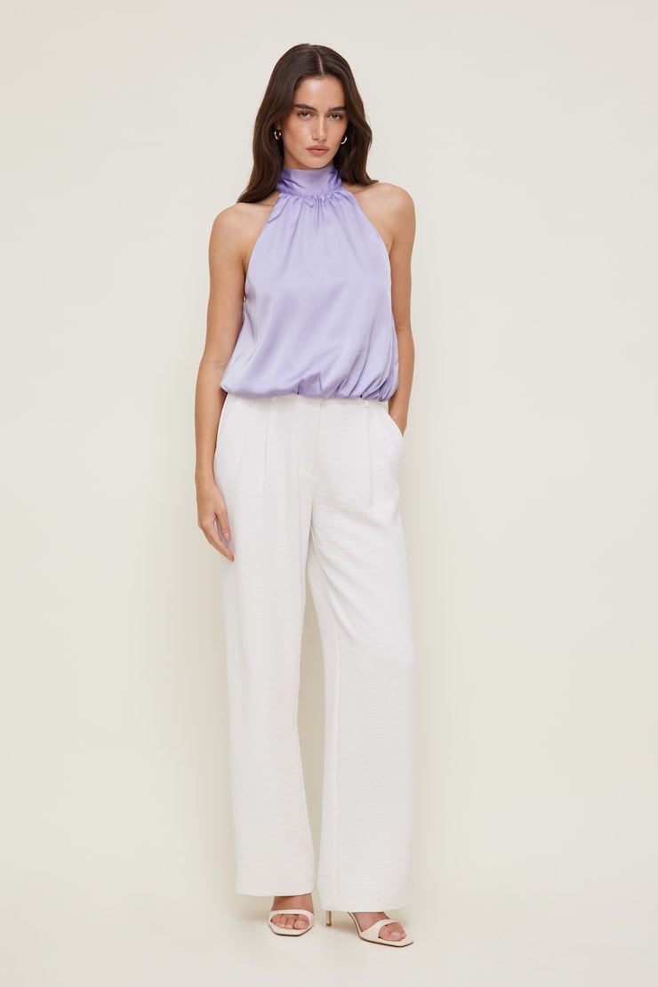 Paloma Bubble Satin Halter Blouse Purple Heather large