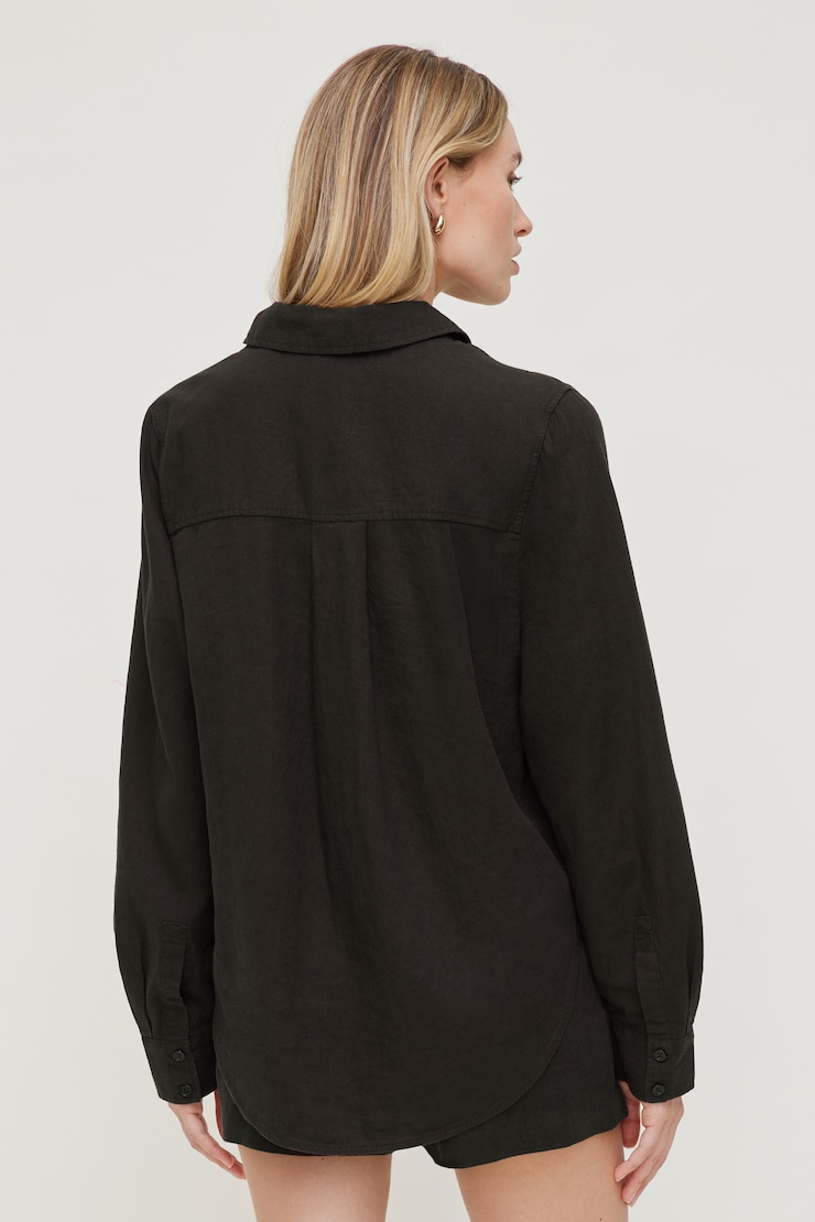Isla Oversized Linen Shirt Chocolate Torte Brown large