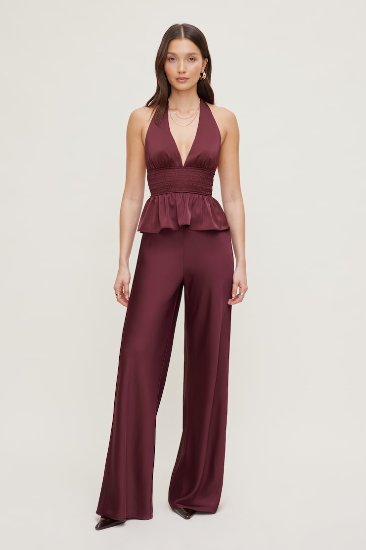 Plunge Satin Halter Top