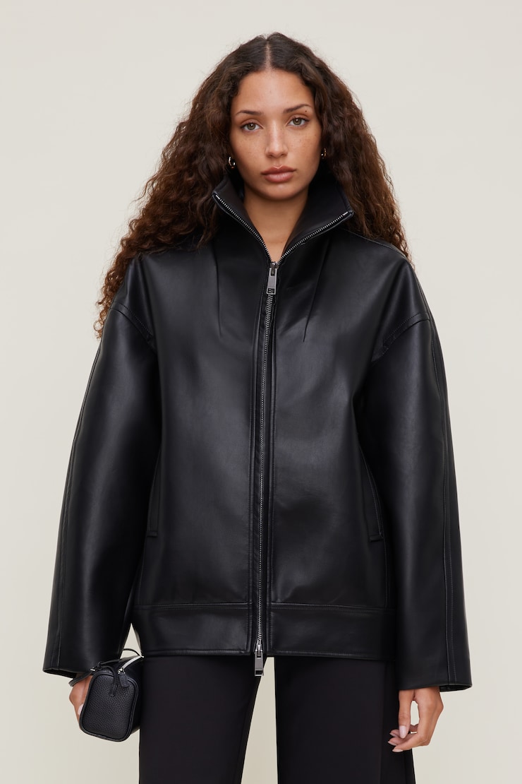 Cocoon Faux Leather Jacket Jet Black large