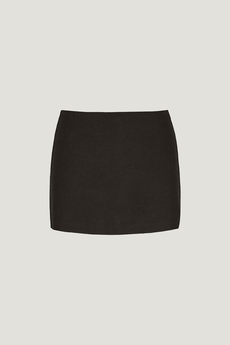 Stacie Linen Mini Skort Linen Chocolate Torte Brown large