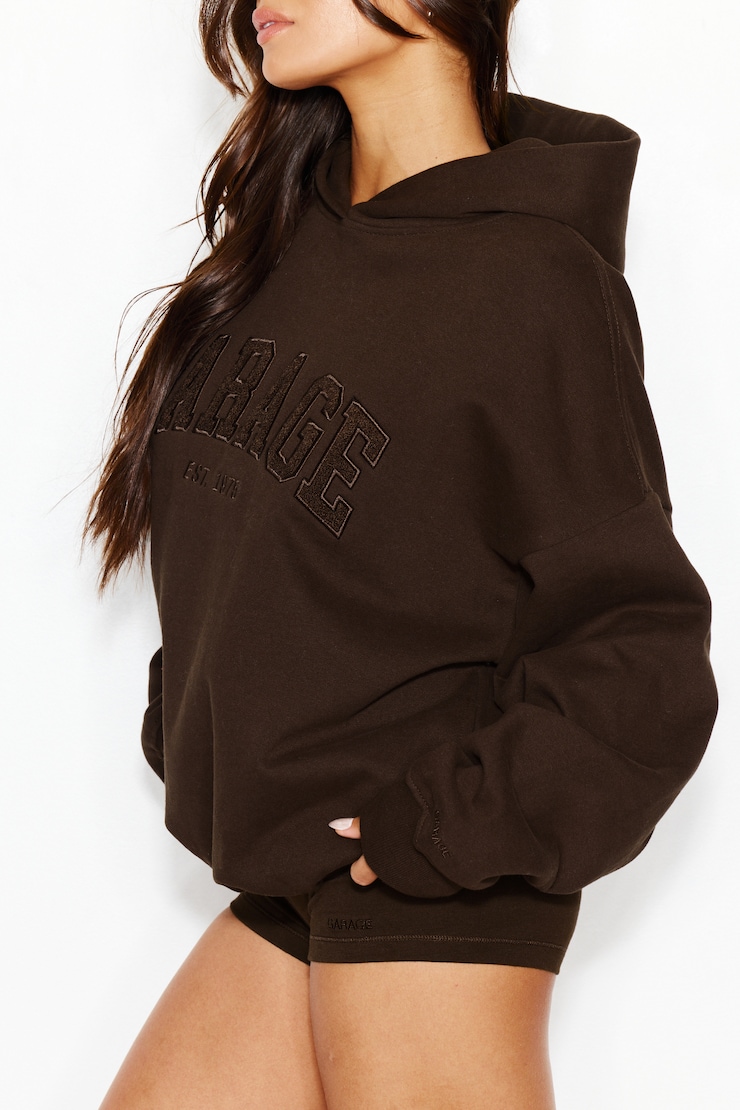 UltraFleece Hoodie, Armadillo Brown with Chenille Garage Logo, large