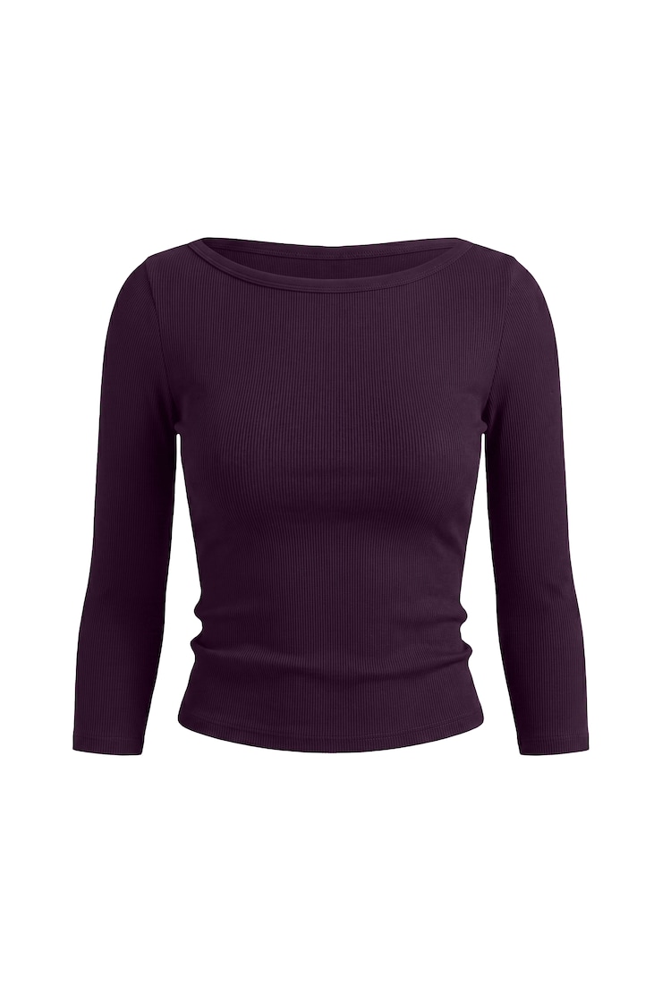 SnatchRib 3/4 Sleeve Top, Wild Berry Maroon, large