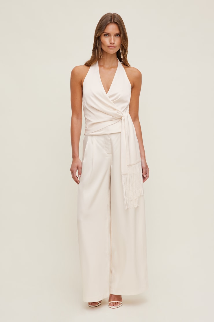 Fringe Satin Top Sea Salt Cream large