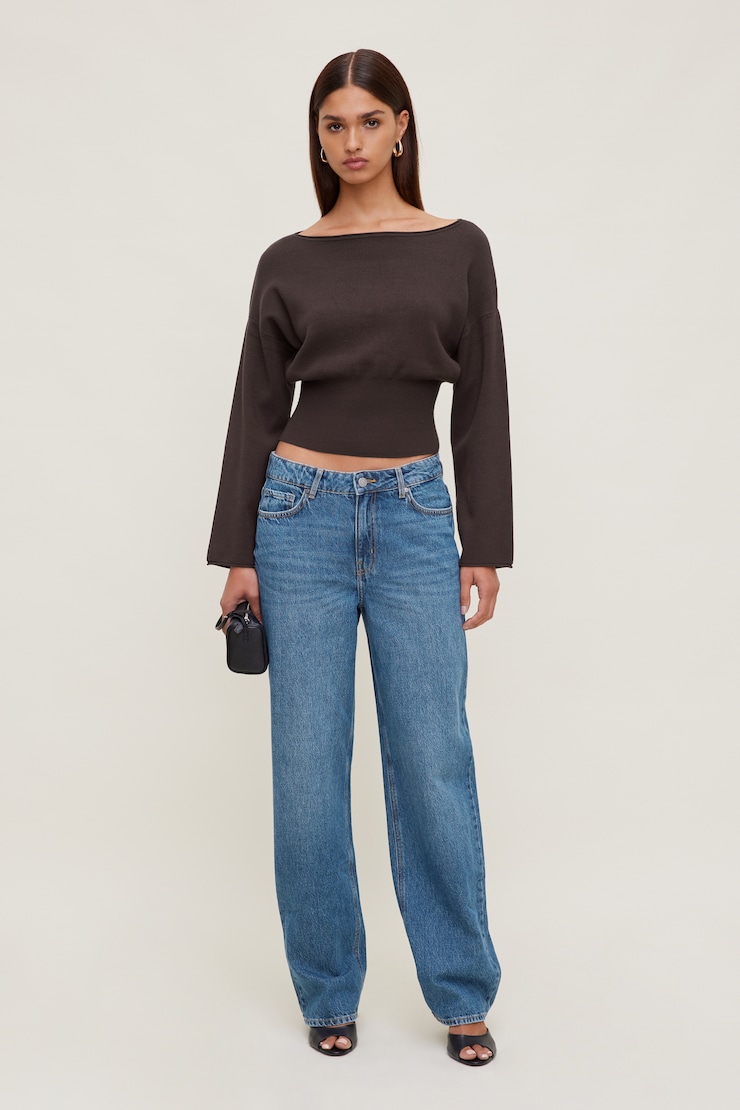 Suri Cinched Sweater Java Brown large