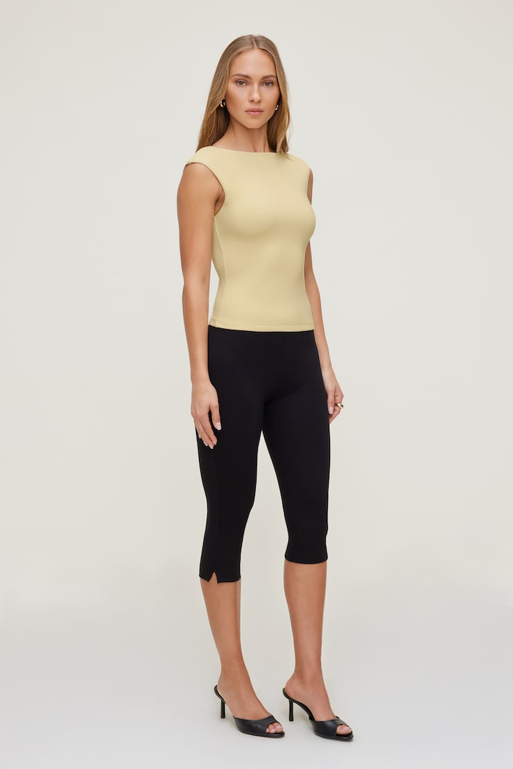 Cap Sleeve T Shirt Pale Yellow large