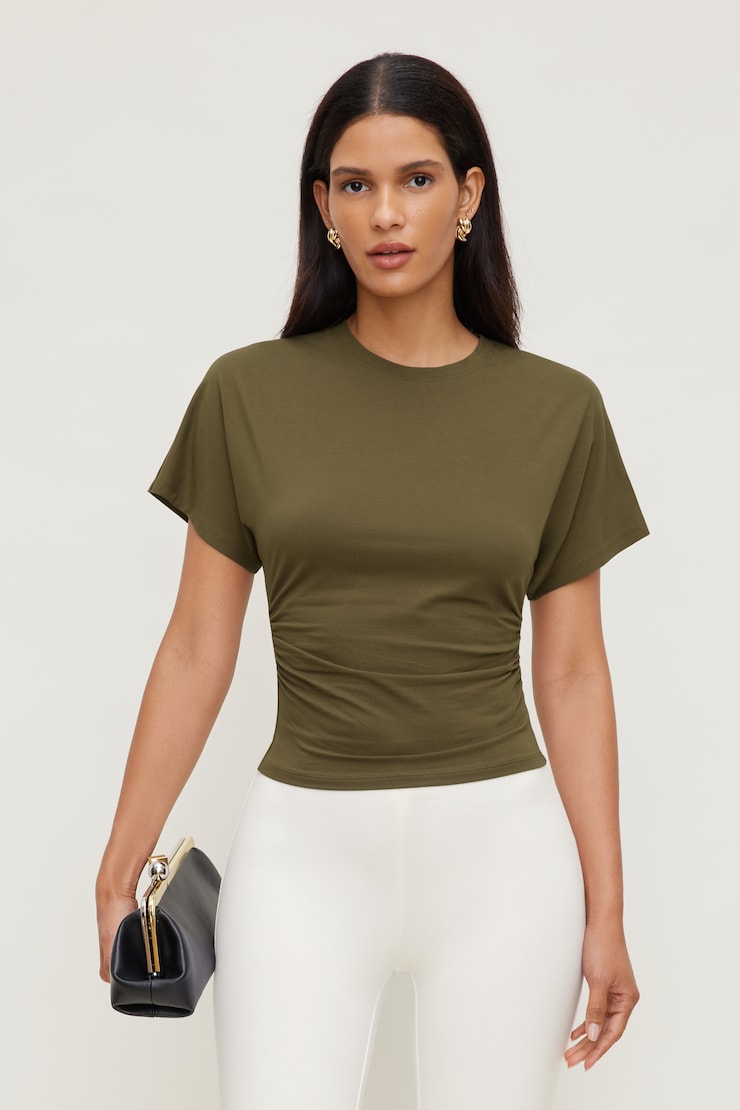 Andrea Shirred Jersey T Shirt