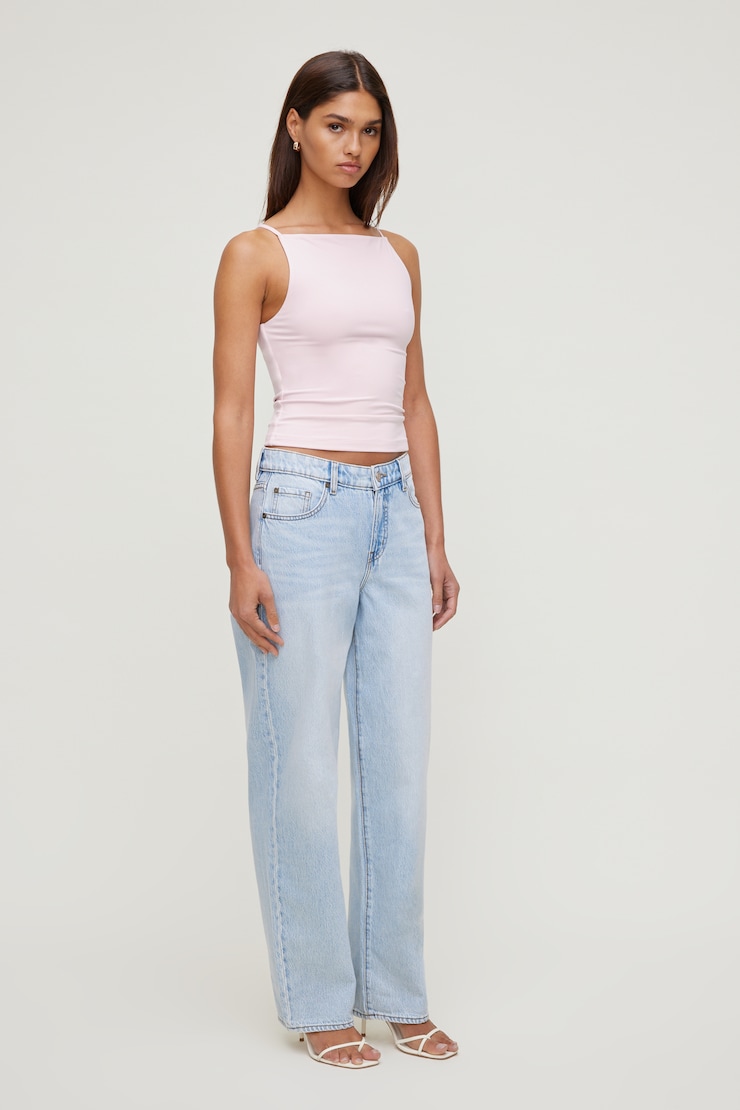 Sculpt Strappy Boat Neck Tank Top Pink | Dynamite