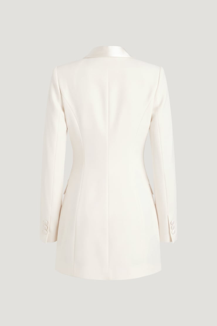 Sloane Tuxedo Blazer Romper Mini Dress Snow White large
