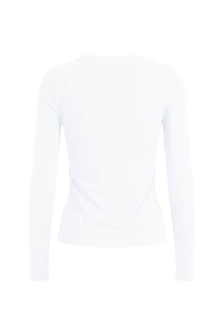 Sleek Crewneck Longsleeve Top, Bright White, large
