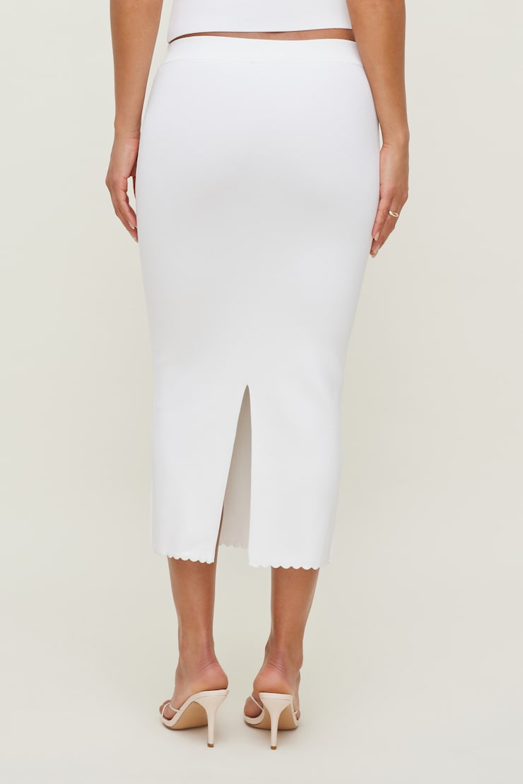 Scallop Trim Maxi Skirt Bright White large