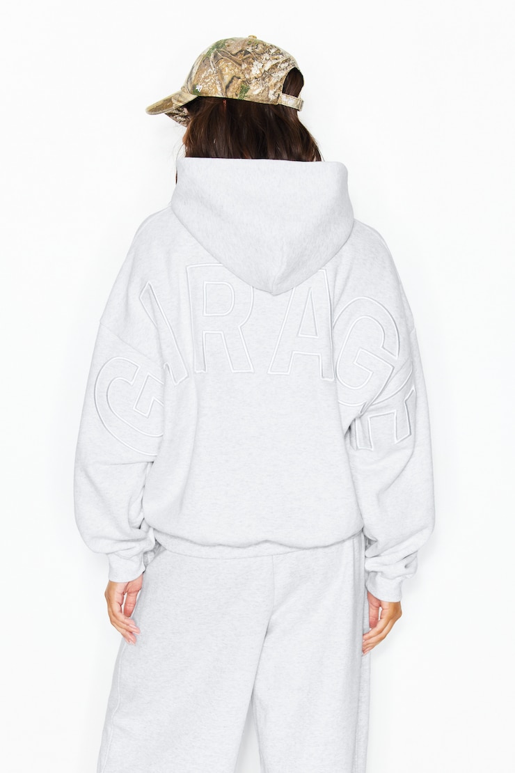 UltraFleece Hoodie, Spring Grey Mix with Large GARAGE Logo, large