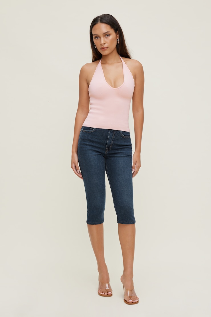 Stretch High Rise Slim Capri Jeans