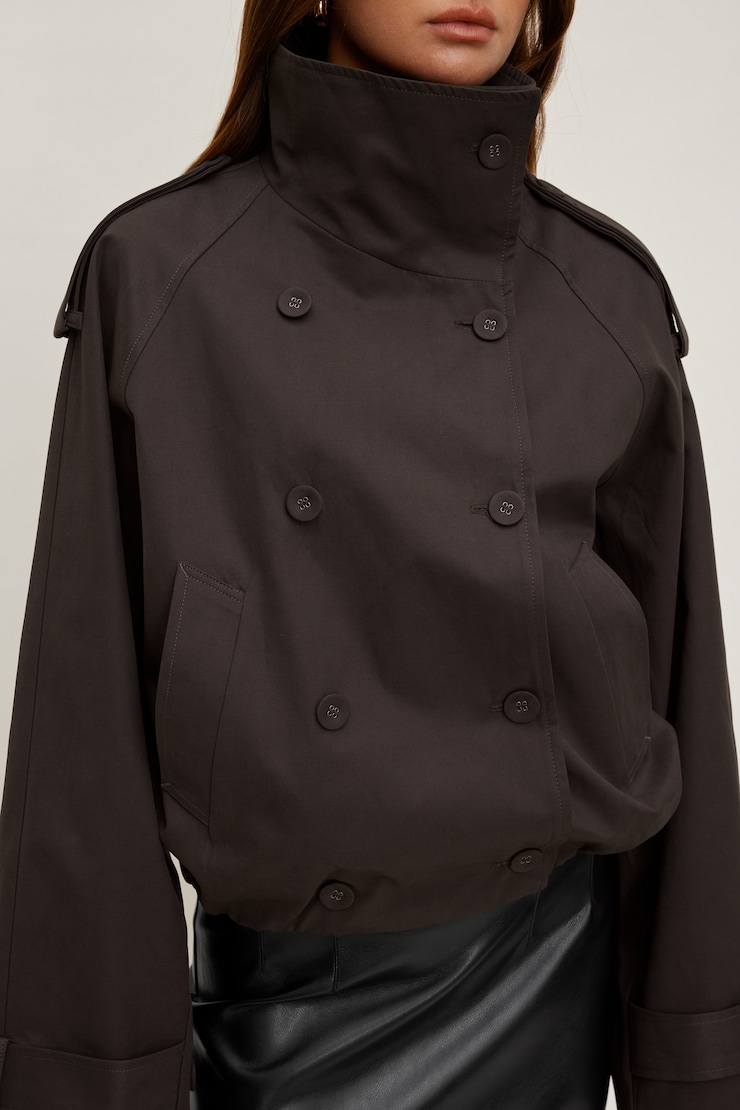 Siena Trench Bomber Jacket Java Brown large