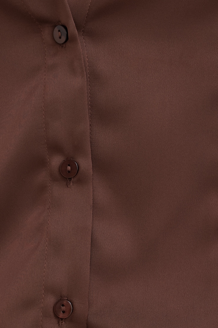 Eva Cinched Satin Shirt Bitter Chocolate Burgundy large