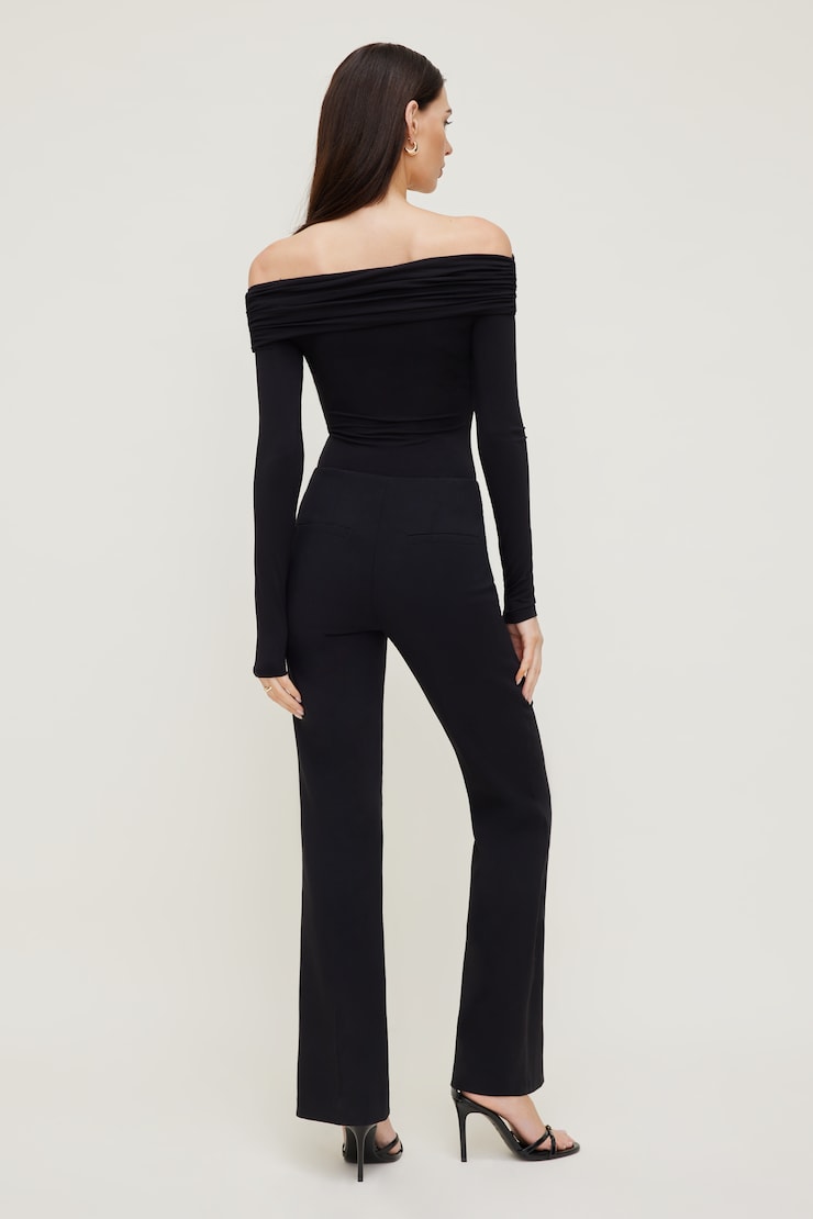 Off Shoulder Long Sleeve Top Jet Black large