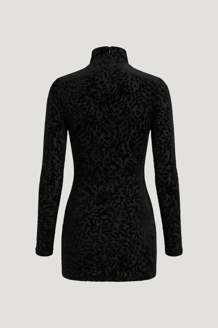 Minirobe à col montant et effet usé Noir encre large