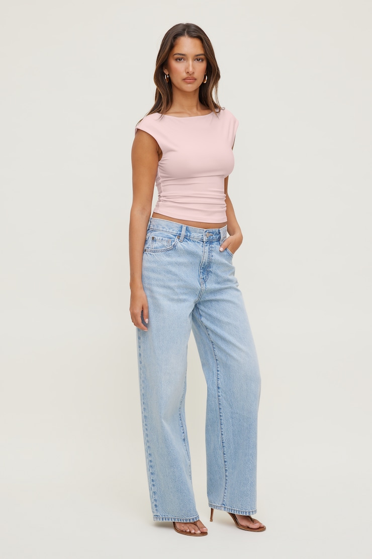 Sculpt Cap Sleeve T Shirt Pale Lilac Pink large