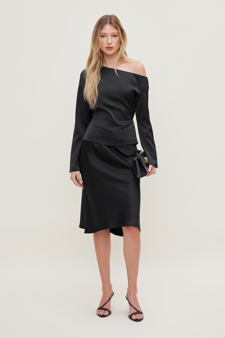 Alexa Satin Blouse Jet Black large
