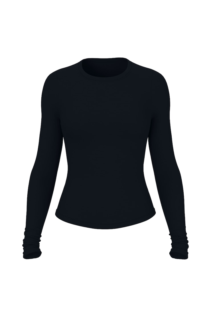 Sleek Crewneck Longsleeve Top, Mariana Blue, large