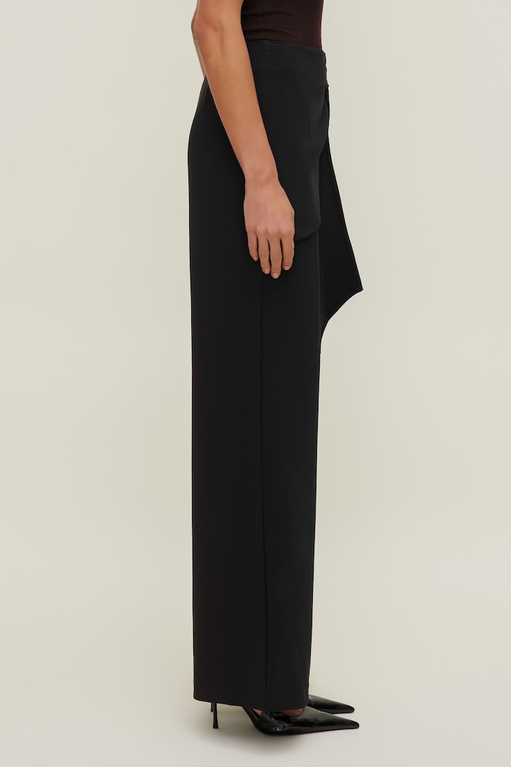 Pantalon à jambe large et attaches Noir encre large