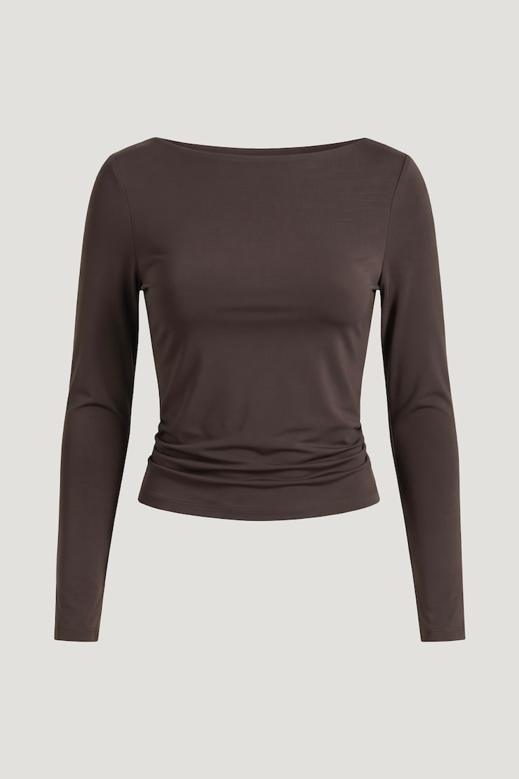 Nola Sculpt Long Sleeve Top Java Brown large