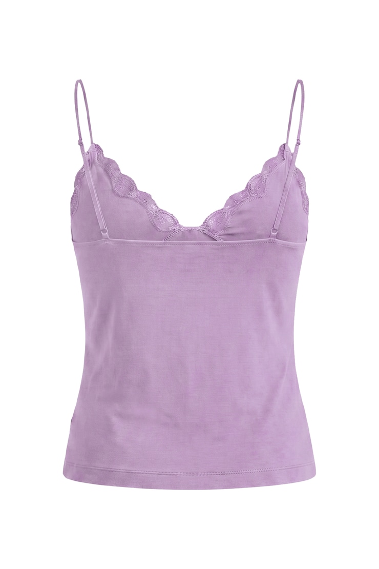 Plunge Lace Trim Cami Top, Charged Lilac Purple, large